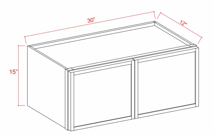 Double Smokey Gray W3015: Double Door Wall Cabinet: Assembled Kitchen Cabinets