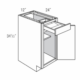 Dover Driftwood B12STRY: 1 Door Base Cabinet With Spice Tray: RTA Kitchen Cabinets
