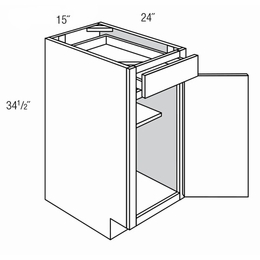 Dover Driftwood B15: 1 Door Base Cabinet: RTA Kitchen Cabinets