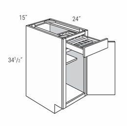 Dover Driftwood B15CTRY: 1 Door Base Cabinet With Cutlery Tray: RTA Kitchen Cabinets
