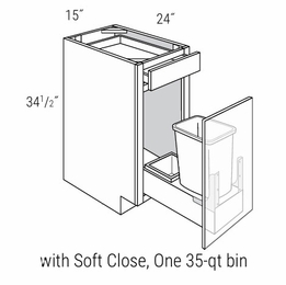 Dover Driftwood B15SFTTR-DMK: Base Cabinet With Trash Pullout: RTA Kitchen Cabinets