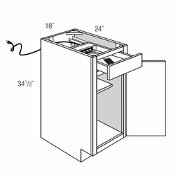 Dover Driftwood B18CHGDR18: Single Door Base Cabinet With Charging Drawer: RTA Kitchen Cabinets