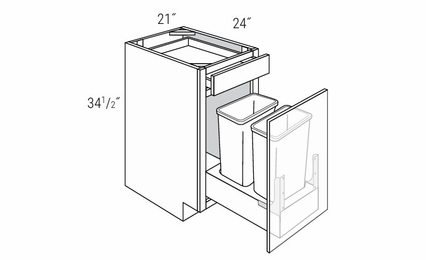 Dover Driftwood B21SFTTR-DMK: Base Cabinet With Trash Pullout: RTA Kitchen Cabinets