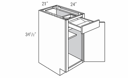 Dover Driftwood B21STRY: 1 Door Base Cabinet With Spice Tray: RTA Kitchen Cabinets