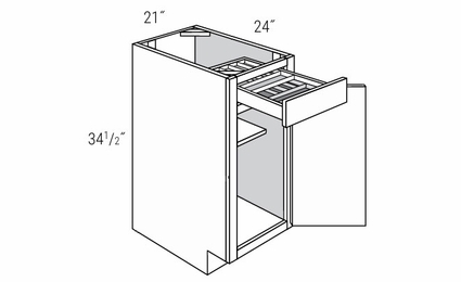 Dover Driftwood B21TTCD: Base Cabinet With 2-Tier Cutlery Drawer: RTA Kitchen Cabinets