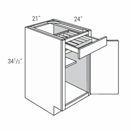 Dover Driftwood B21UTRY: 1 Door Base Cabinet With Utility Tray: RTA Kitchen Cabinets