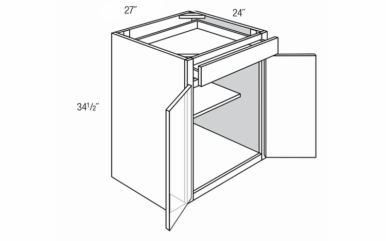Dover Driftwood B27B: Double Door Base Cabinet: RTA Kitchen Cabinets