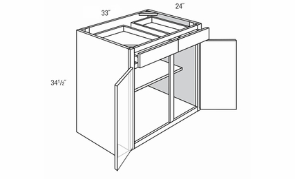 Dover Driftwood B33: Double Door Base Cabinet: RTA Kitchen Cabinets