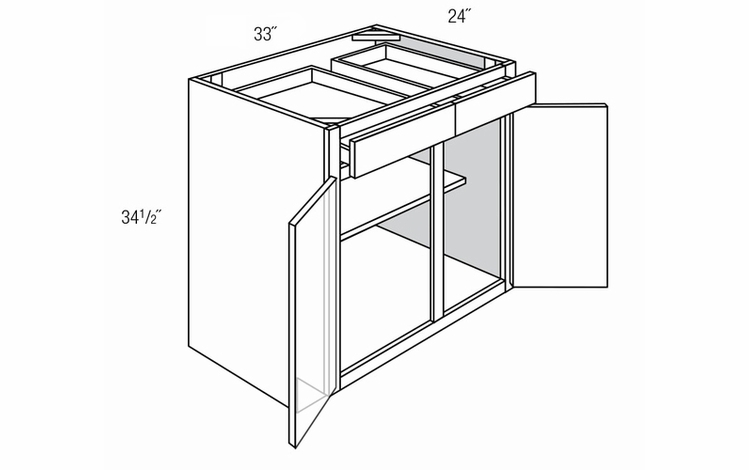Dover Driftwood B33: Double Door Base Cabinet: RTA Kitchen Cabinets