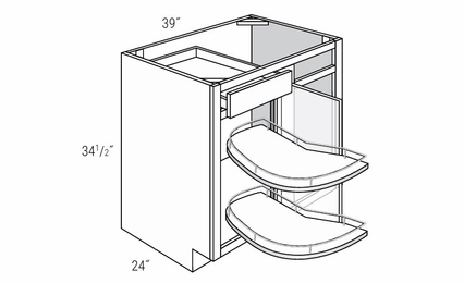 Dover Driftwood BBC42/45-PO-R: Blind Base Cabinet - Right  Hinge Door: RTA Kitchen Cabinets