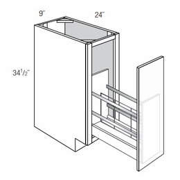 Dover Driftwood BF09TRAYDIVPO: Base Cabinet With Tray Divider Pullout: RTA Kitchen Cabinets
