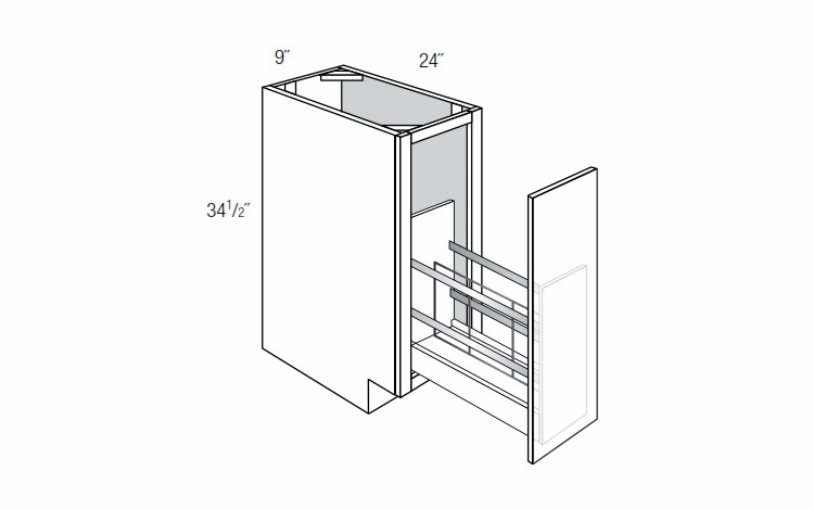 Dover Driftwood BF09TRAYDIVPO: Base Cabinet With Tray Divider Pullout: RTA Kitchen Cabinets