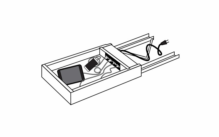 Dover Driftwood CHGDR18: Charging Drawer: RTA Kitchen Cabinets