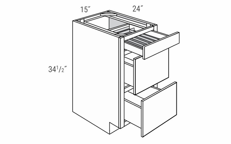 Dover Driftwood DB15CTRY: Drawer Base Cabinet With Cutlery Tray: RTA Kitchen Cabinets