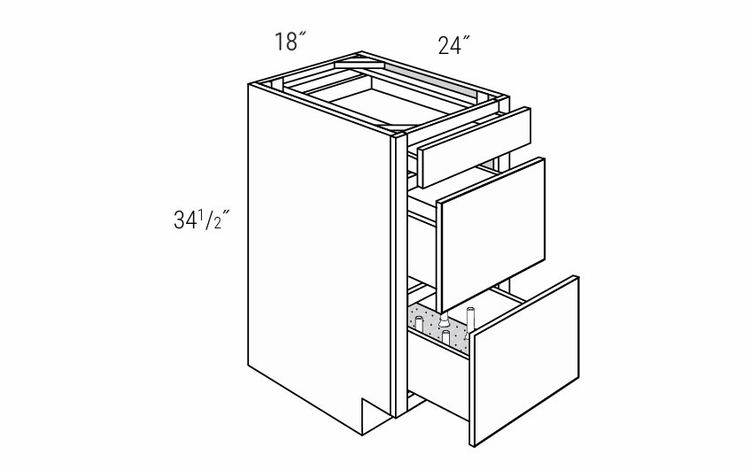 Dover Driftwood DB18PS39: Drawer Base Cabinet With Peg System: RTA Kitchen Cabinets