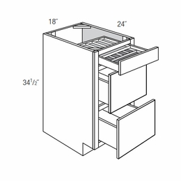 Dover Driftwood DB18TTCD18: Drawer Base Cabinet With 2 Tier Cutlery Drawer: RTA Kitchen Cabinets