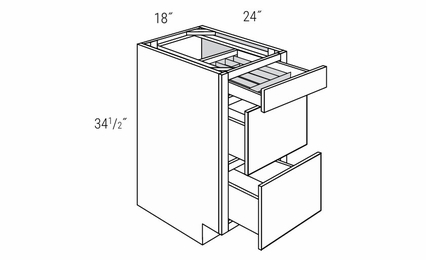 Dover Driftwood DB18UTRY: Drawer Base Cabinet With Utility Tray: RTA Kitchen Cabinets