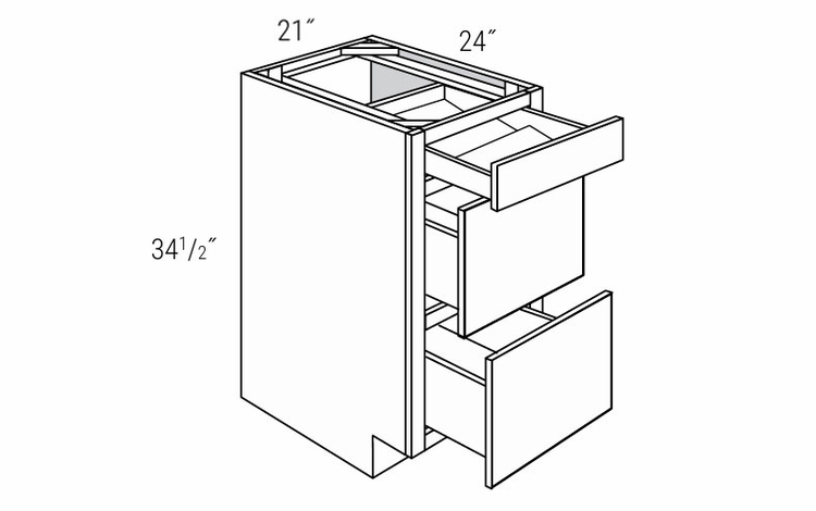 Dover Driftwood DB21STRY: Drawer Base Cabinet With Spice Tray: RTA Kitchen Cabinets