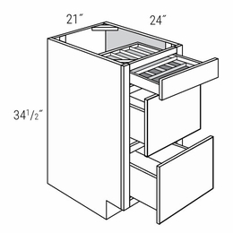 Dover Driftwood DB21TTCD: Drawer Base Cabinet With 2-Tier Cutlery Drawer: RTA Kitchen Cabinets