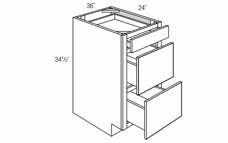 Dover Driftwood DB36: Drawer Base Cabinet: RTA Kitchen Cabinets