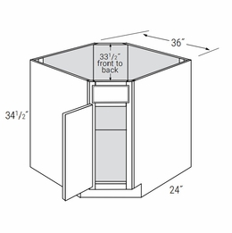 Dover Driftwood DSB36: Diagonal Sink Base Cabinet: RTA Kitchen Cabinets
