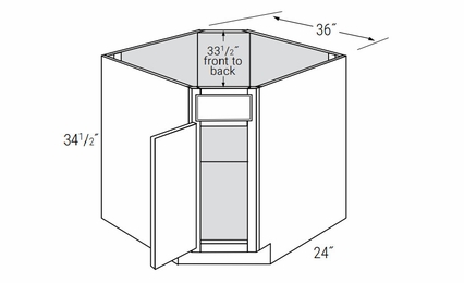 Dover Driftwood DSB36: Diagonal Sink Base Cabinet: RTA Kitchen Cabinets