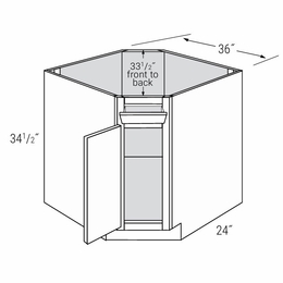 Dover Driftwood DSB36TLT: Diagonal Sink Base Cabinet With Tilt Out Tray: RTA Kitchen Cabinets