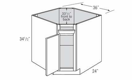 Dover Driftwood DSB36TLT: Diagonal Sink Base Cabinet With Tilt Out Tray: RTA Kitchen Cabinets