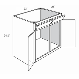 Dover Driftwood SB33-2TILT: Sink Base Cabinet With Tilt-Out Tray: RTA Kitchen Cabinets