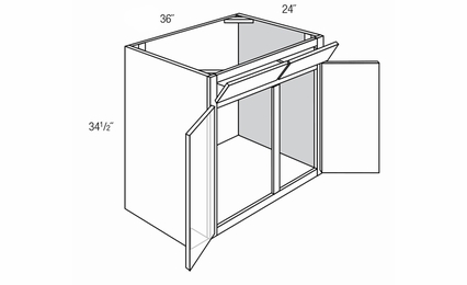 Dover Driftwood SB36-2TILT: Sink Base Cabinet With Tilt Out Tray: RTA Kitchen Cabinets