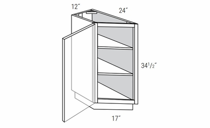 Dover Driftwood TB12-R: Right Transition Base Cabinet: RTA Kitchen Cabinets