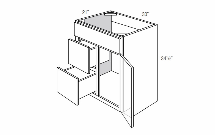 Dover Driftwood V3021D-L: Left Drawer Bathroom Vanity Cabinet: RTA Kitchen Cabinets
