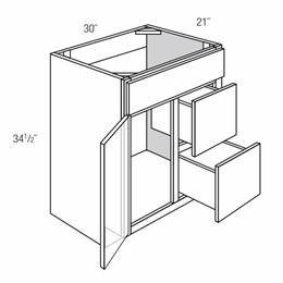 Dover Driftwood V3021D-R: Right Drawer Bathroom Vanity Cabinet: RTA Kitchen Cabinets