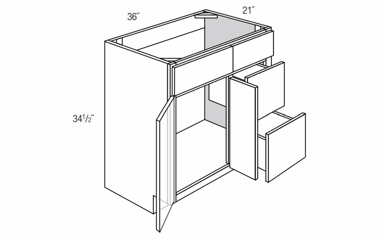 Dover Driftwood V3621D-R: Right Drawer Bathroom Vanity Cabinet: RTA Kitchen Cabinets