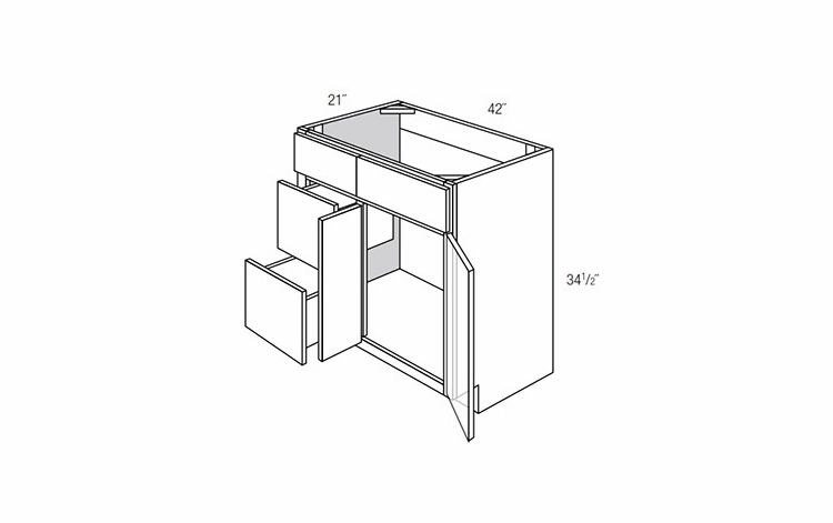 Dover Driftwood V4221D-L: Left Drawer Bathroom Vanity Cabinet: RTA Kitchen Cabinets