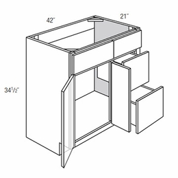 Dover Driftwood V4221D-R: Right Drawer Bathroom Vanity Cabinet: RTA Kitchen Cabinets