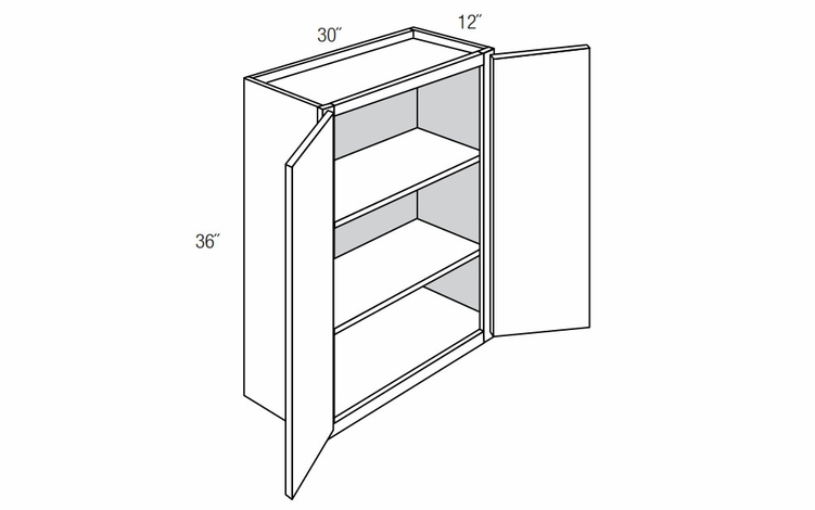 Dover Driftwood W3036B: Double Door Wall Cabinet: RTA Kitchen Cabinets