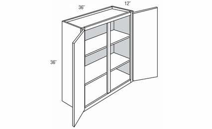 Dover Driftwood W3636: Double Door Wall Cabinet: RTA Kitchen Cabinets