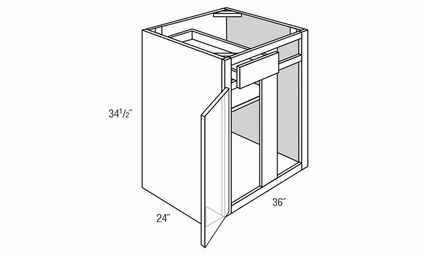 Dover Truffle BBC36/39: Blind Base Corner Cabinet: RTA Kitchen Cabinets