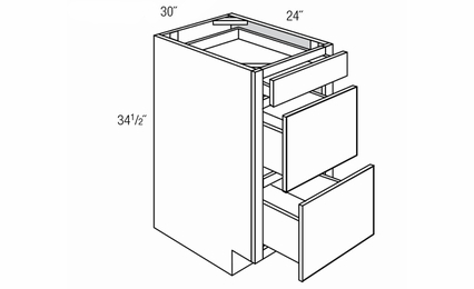 Dover Truffle DB30: Drawer Base Cabinet: RTA Kitchen Cabinets