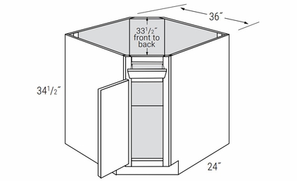 Dover Truffle DSB36-1TILT: Diagonal Sink Base Cabinet With Tilt Out: RTA Kitchen Cabinets