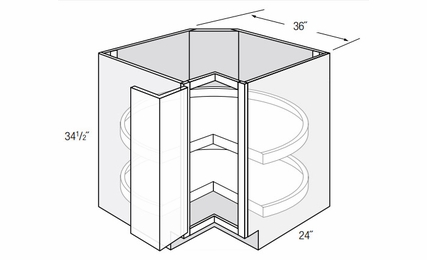 Dover Truffle LS36: Corner Base Cabinet: RTA Kitchen Cabinets
