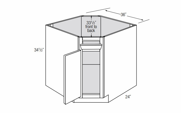 DSB36-1TILT: Diagonal Sink Base Cabinet With Tilt Out: Essex Norwich RTA Kitchen Cabinet