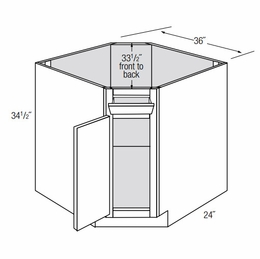DSB36-1TILT: Diagonal Sink Base Cabinet With Tilt Out: Essex Norwich RTA Kitchen Cabinet