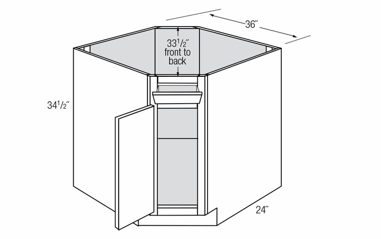 DSB36-1TILT: Diagonal Sink Base Cabinet With Tilt Out: Essex RTA Kitchen Cabinet