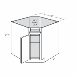 DSB36-1TILT: Diagonal Sink Base Cabinet With Tilt Out: Essex RTA Kitchen Cabinet