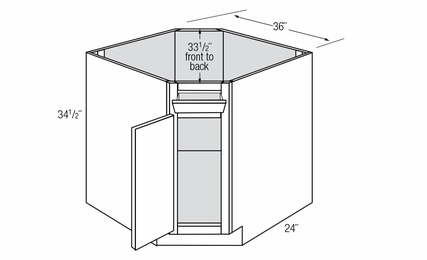 DSB36-1TILT: Diagonal Sink Base Cabinet With Tilt Out: Essex RTA Kitchen Cabinet