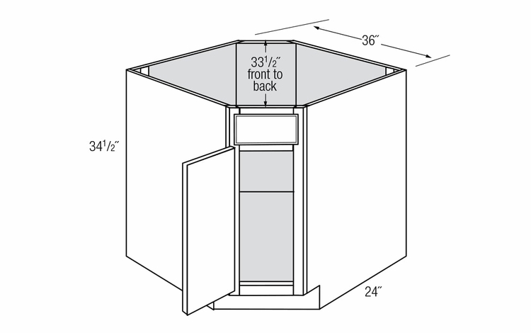 DSB36: Diagonal Sink Base Cabinet: Essex RTA Kitchen Cabinet