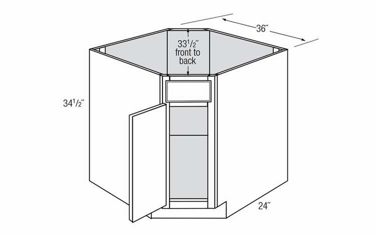 DSB36: Diagonal Sink Base Cabinet: Trenton Recessed RTA Kitchen Cabinet