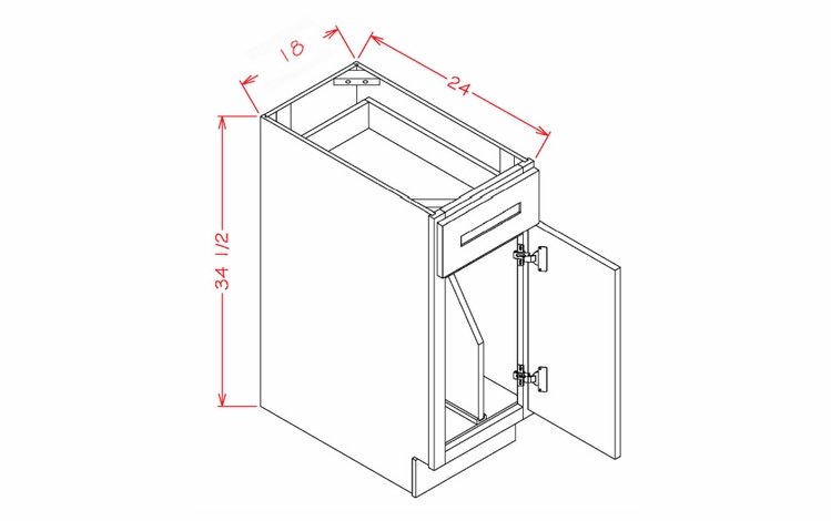 Edgeline B18TD: Base Cabinet With Tray Divider: RTA Kitchen Cabinet